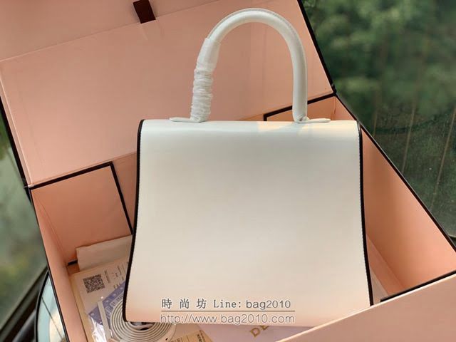 DELVAUX女包 經典款Brillant 原版Box牛皮手袋 德爾沃女手提包 DG0028 捆邊白中號 Delvaux女單肩斜跨包  fcs1252